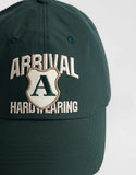 ASOS DESIGN collegiate graphic baseball cap in dark green