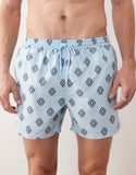 South Beach diamond geo print swim shorts in light blue