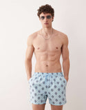 South Beach diamond geo print swim shorts in light blue