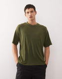 Umbro washed high neck boxy oversized t-shirt in green.