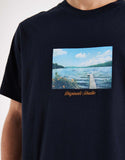 Jack & Jones oversized t-shirt with front scenic print in navy.