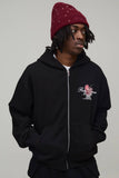 Oversized Boxy Cherry Heart Zip Through Hoodie