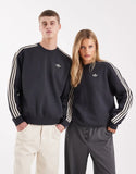 Adidas Originals Three Stripe Sweatshirt In Dark Grey