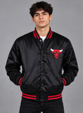 Chicago Bulls Satin Bomber Jacket – Black/Red