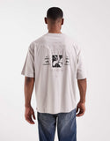 ASOS DESIGN oversized T-shirt with floral back print in gray.