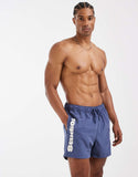 ASOS DESIGN swim shorts in short length with placement print in navy