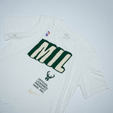 Men's Nike White Milwaukee Bucks Courtside Performance Block T-Shirt