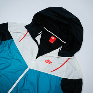 Men's Nike Contrast Color Stitching Sports Hooded Logo Jacket Autumn Blue