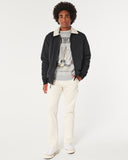 Hollister SHERPA-LINED FAUX SUEDE TRUCKER JACKET