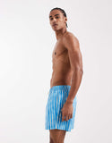 ASOS DESIGN swim shorts in short length in blue stripe