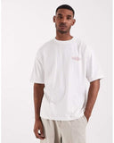 Men's White Oversized T-Shirt With Bonsai Back Graphic