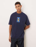ASOS DESIGN heavyweight relaxed t-shirt with scenic graphic in navy