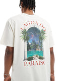 Jack & Jones oversized t-shirt with lake back print in cream.