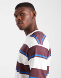 ASOS DESIGN heavyweight relaxed T-shirt in burgundy and cream stripe.