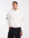 Hollister boxy f1 graphic hoodie in white