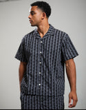 Lacoste monogram print lounge shirt in black