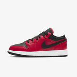 GS Air Jordan 1 Low "Banned" Pebbled Swoosh (Black/Gym Red)