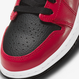 GS Air Jordan 1 Low "Banned" Pebbled Swoosh (Black/Gym Red)