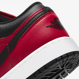 GS Air Jordan 1 Low "Banned" Pebbled Swoosh (Black/Gym Red)