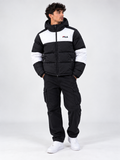 FILA Black & White Colorblock Hooded Puffer Jacket