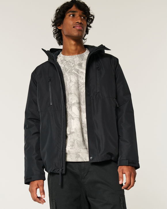 Men's Black Hooded Shell Jacket