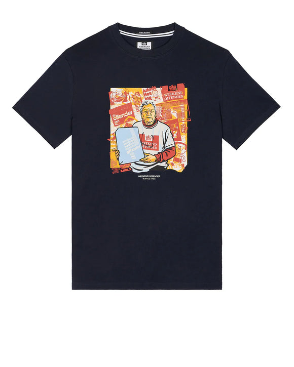 Weekend Offender  Mataderos Graphic T-Shirt Navy