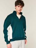 Hollister Green Boxy Quarter Zip Logo Sweatshirt
