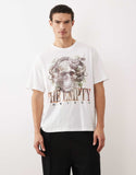 Jack & Jones - T-shirt oversize à imprimé tête de mort et World Tour au dos - Blanc.