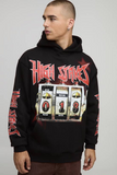 BoohooMAN Black Oversized Slot Machine Printed Hoodie