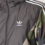 Adidas Originals Windbreaker with Stripes  Anthracite Grey Khaki Green Camouflage