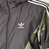 Adidas Originals Windbreaker With Stripes Anthracite Grey Khaki Green Camouflage
