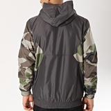 Adidas Originals Windbreaker with Stripes  Anthracite Grey Khaki Green Camouflage