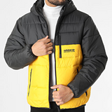 Adventure Reversible Hooded Down Jacket Black Yellow