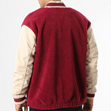 Teddy Varsity Jacket Burgundy Beige