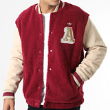 Teddy Varsity Jacket Burgundy Beige