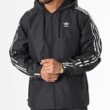 Black Camo Stripe Hooded Zip Jacket
