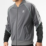 SST HI3002 Grey Zip Jacket With Knit Stripes