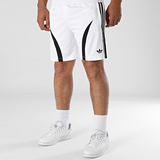 Adidas Originals Teamgeist  Striped Jogging Shorts, White/Black