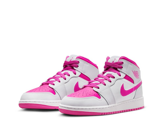 Air Jordan 1 Mid (GS) Iris Whisper/White/Fire Pink shoes