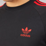 Mens 3-Stripes Adicolor Panel T-Shirt Black/Better Scarlet