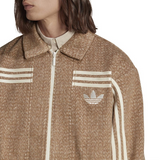 adidas Originals Mens Adicolor 70s Collared Zip-Through Jacket Brown Desert