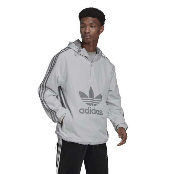 adidas Originals Mens Trefoil Logo Windbreaker Jacket Light Solar Grey