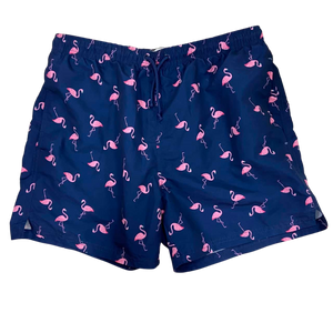 Primark - Men's Navy with Pink Flamingos - Swim Shorts