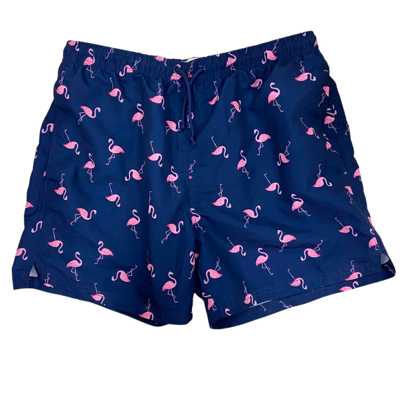Primark - Men's Navy with Pink Flamingos - Swim Shorts