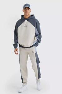Oversized Branded Colour Block Hooded Tracksuit