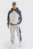 Oversized Branded Colour Block Hooded Tracksuit