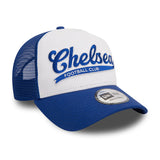 Chelsea FC Collegiate Wordmark White A-Frame Trucker Cap