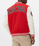 Chicago Bulls Varsity Red and Off White Jacket