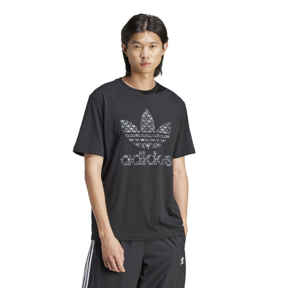 adidas Originals Classic Monogram Graphic T-Shirt in Black Grey