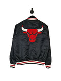 Chicago Bulls NBA Applique Satin Black Bomber Jacket